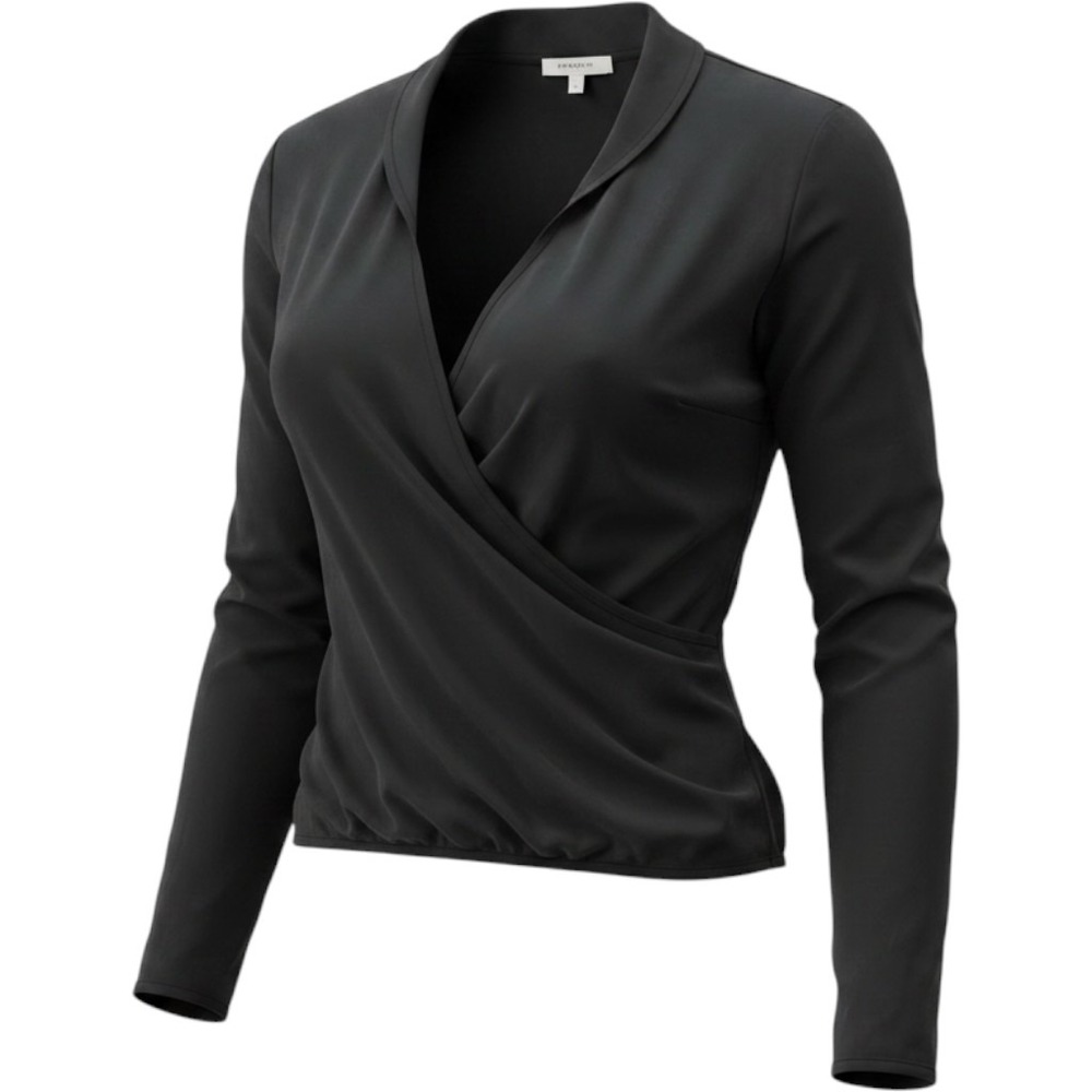 Primark Blue Women's Size Large Color Black Long Sleeve Silky Business Blouse‎